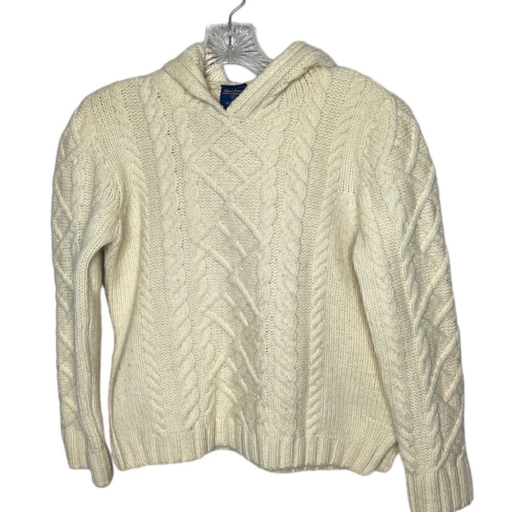 Paul James 100% Wool Fisherman Hooded Sweater. Size XS.